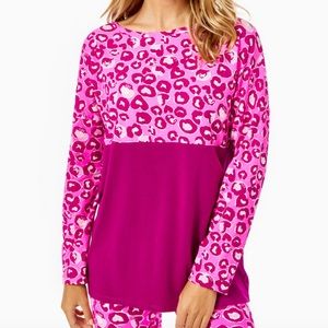 NWT sz L Lilly Pulitzer Finn top in Mandevilla pink Don’t Be A Cheetah